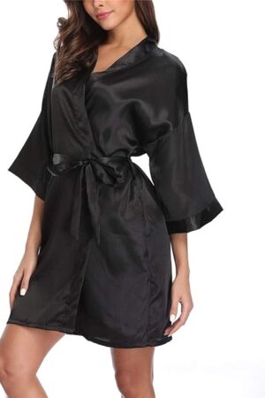 Women's Satin Kimono Robes Bridesmaid Wedding Robes Silky Bathrobes Summer Loungewear