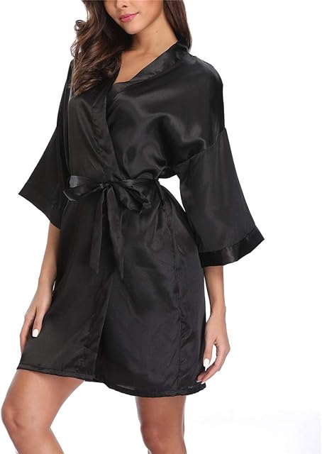 Women's Satin Kimono Robes Bridesmaid Wedding Robes Silky Bathrobes Summer Loungewear