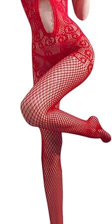 Women Christmas Fishnet Bodystocking Lingerie Sexy Mesh Bodysuit Teddy One Piece Jumpsuit for Sex Naughty