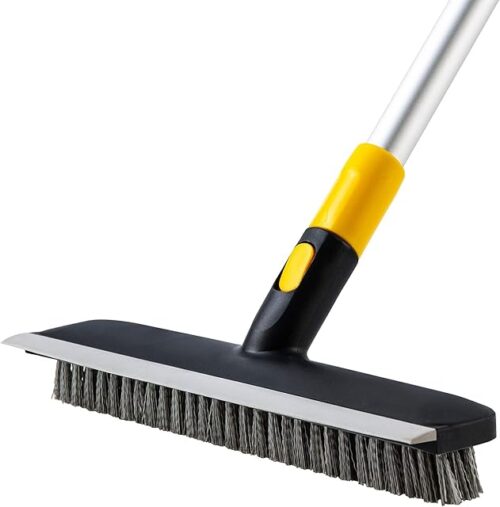Yocada Floor Scrub Brush Telescopic Handle 2 in 1 Scrape Brush Stiff Bristle Shower Scrubber for Cleaning Patio Bathroom Garage Kitchen Wall Deck Tub Tile 559 inch Tall