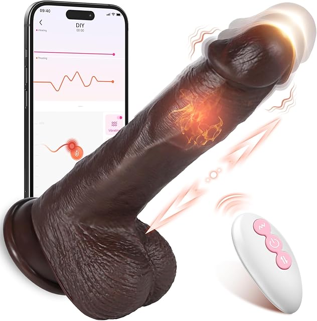 Black Dildo Sex Toys for Women - Silicone Vibrator Dildo Adult Sex Toys?Sex Machine 8 inch Dildo Fake Penis Anal Dildo G-spot and Couples with 5 Thrusting & Vibrators Modes Adult Sex Toys & Games