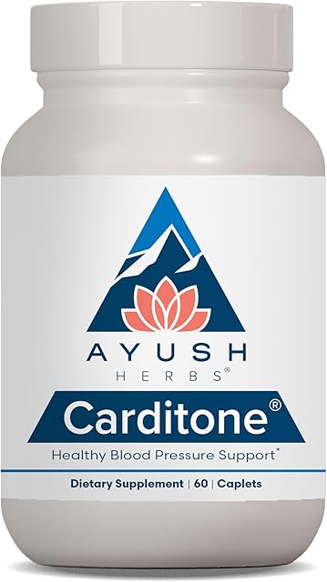 Ayush Herbs Carditone - Natural Heart Health Supplement for Women & Men, BP Formula, Holistic Heart Support with Rauwolfia, Arjuna, Calcium, and Magnesium - 60 Vegetarian Caplets (1 Count)