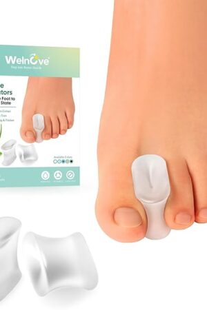 Welnove 12-Pack Gel Toe Separators  Bunion Pads  Toe Spacers for Straightening Overlapping Toes for Men and Women - Transparent