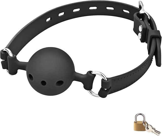 FST Ball Gag Silicone Breathable Mouth Gag with Lock (173")