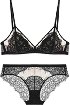 Women's Floral Lace Lingerie Set 2 Piece Sexy Push Up Wireless Bra and Panty Sets Exotic Underwear