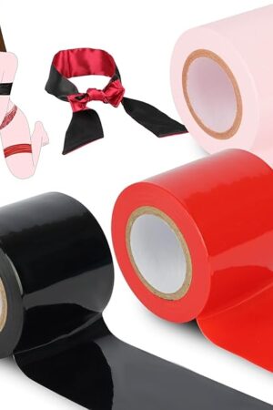 BDSM Bondage Restraints Tape Set ? 3 Rolls Electrostatic Tape with Blindfold for BDSM Games Adult Sex Toys Bondage Tape Reusable Binding PVC Sex Things for Couples Kinky