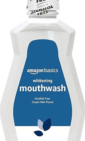 Amazon Basics Teeth Whitening Mouthwash, Alcohol-Free, Clean Mint, 32 Fluid Ounces, 1-Pack, Previously Solimo