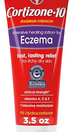 Cortizone-10 Maximum Strength Intensive Healing Itch Relief Lotion for Eczema, 1% Hydrocortisone, Fast-Acting, Anti-Itch Cream for Minor Skin Irritations, Rashes and Inflammation Due to Eczema, 35 oz