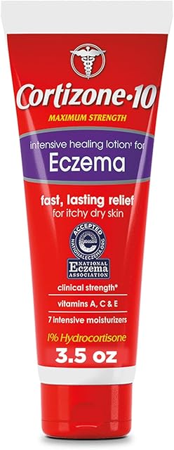 Cortizone-10 Maximum Strength Intensive Healing Itch Relief Lotion for Eczema, 1% Hydrocortisone, Fast-Acting, Anti-Itch Cream for Minor Skin Irritations, Rashes and Inflammation Due to Eczema, 35 oz