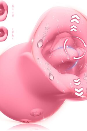 Vibrator Adult Sex Toys for Women, 3IN1 Silicone Mouth Tongue Clitoral Stimulator Rose Sex Toy with 10 Licking Biting & Vibrating Modes, Anal Clit Nipple Vibrators for Female Male Couples Sex Toys