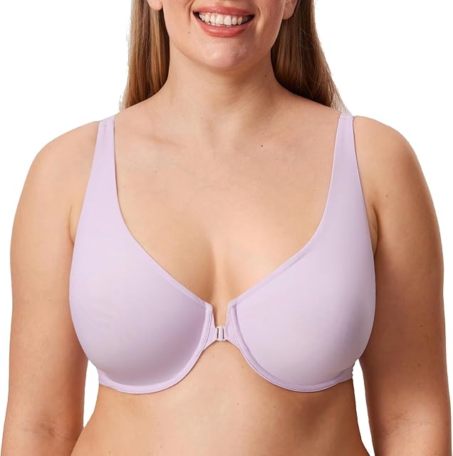 Women's Front Closure Bras Seamless Plus Size Plunge Underwire Unlined Comfortable Bra