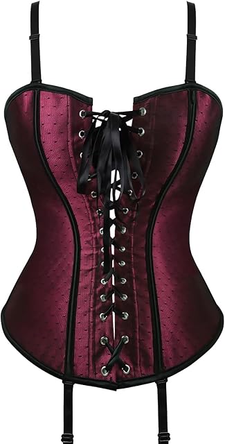 Corset Tops for Women Bustier Red Satin Lace Up Vintage Gothic Sexy Overbust Body Shapewear Waist Trainer