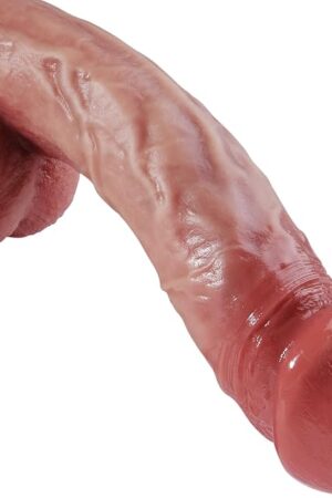 9 Inch Realistic Thick Dildo Sex Toy, Skin-Like Dual Density Anal Beginner Dildo with Suction Cup for Clitoral Vagina and Anal Stimulation, Lifelike Soft Silicone Dildos for Women Men Sexual