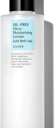 COSRX Oil Free Lotion with Birch Sap, Daily Acne Facial Moisturizer, Hydrating Moisturizer for All Skin Types, Korean Skin Care, Paraben free, 338 floz / 100ml