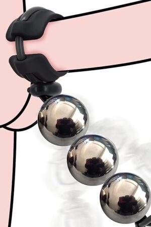 Adjustable Penis Ring with 3 Stainless Steel Balls ? 185 oz Silicone Cock Ring for Physical Exercise -Men Sex Toy for Sex Game