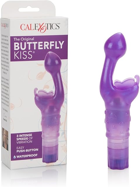 CalExotics Original Butterfly Kiss Vibrator - Multi-Speed Waterproof Vibe ? Adult Sex Toys for Couples - Clitoral G Spot Massager ? Purple