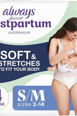Always Discreet Postpartum and Adult Incontinence Underwear for Women, Small/Medium, Maximum Protection, 14 Count