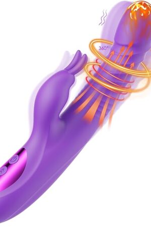360?Rotation Thrusting Rabbit Vibrator with Heating Function, G Spot Dildo Clitoris Vibrator Sex Toy with 7 Rotation & Vibrating Modes, Dual Motor Stimulator for Women Couples Adult Sex Toys & Games