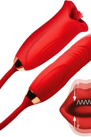 Cunnilingus Vibrators & Thrusting Bullet Egg Sex Toy, Clitoral Licking Gspot Vibrating Dildo Rose Sex Toys, Female Vibratorr Nipple Sucking Dual Ended [Made in USA]
