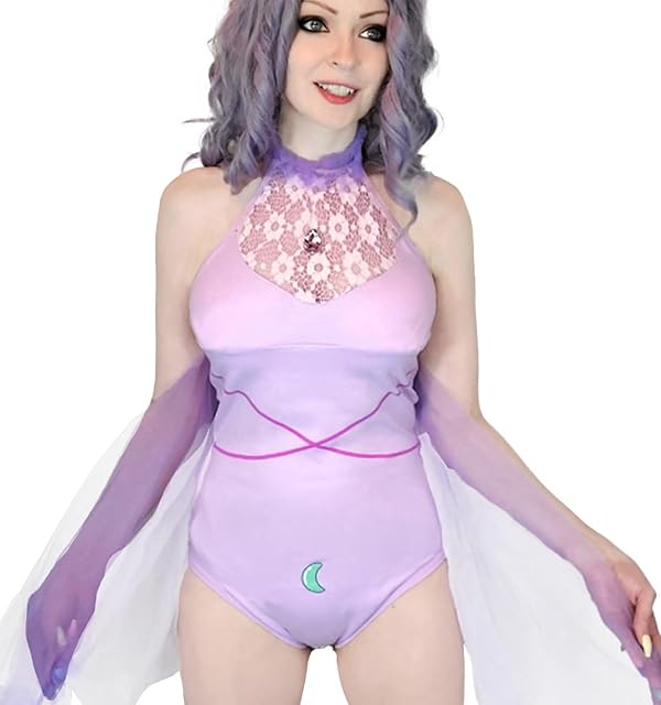 Cotton One Piece Bodysuit Romper Onesie Purple Pajamas for Women Cosplay Outfits - Tyrande's Memory