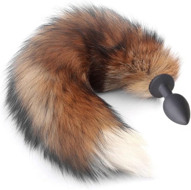 Fox Tails Anal Plug Silicone Anal Sex Toys Butt Plug Cosplay Toys Plug (Color : Auburn, Size : 2.8cm)