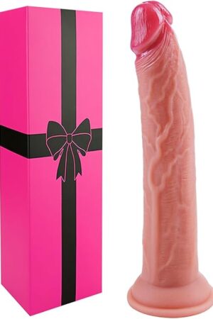 9 Inch Liquid Silicone Realistic Long Anal Dildo with Suction Cup, Flexible Large G-Spot Real Skin Dildos Gay Slim Penis Adult Toy, Wearable Lifelike Anal Dildo Strap on Sex Toy for Couples Women Men