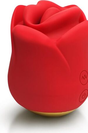 LICKGASM Sweet Kiss Kissing & Vibrating Clitoral Stimulator for Women, & Couples 3 speeds and 7 Patterns Seductive Kissing Wateproof and Rechargeable, Silky Silicone 2 Pieces, Red