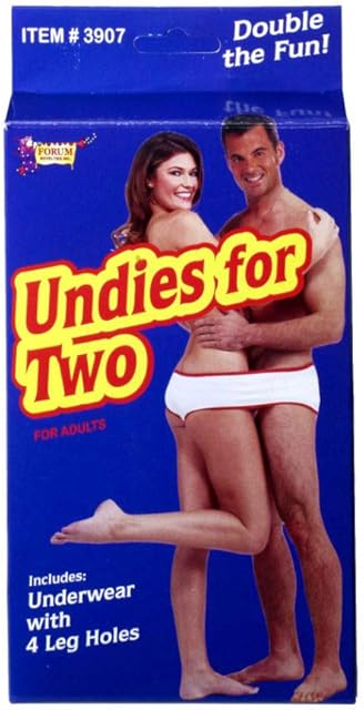 Forum Novelties 3907 Undies for Two - Valentine's Day Gift, Fun Fundie Underwear Panties for Halloween Parties & Holidays,1 pack, One Size, White