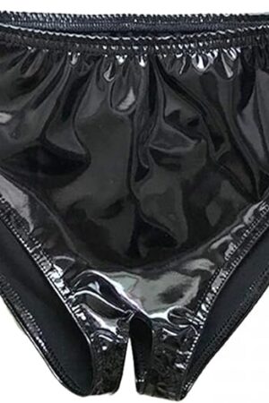 xoxingysm Women Lingerie Sexy Open Shift Bright Wrapped Hip Mirror Paint High Waist Underpants Briefs Underwear Clubwear