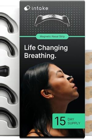 Intake Breathing Nasal Strip Starter Kit (15 Count, Black) - Boost Oxygen Intake, Reduce Snoring, Improve Sleep Quality - Sweat Resistant, Skin Safe Nasal Strips - Extra Strength Snoring Solution