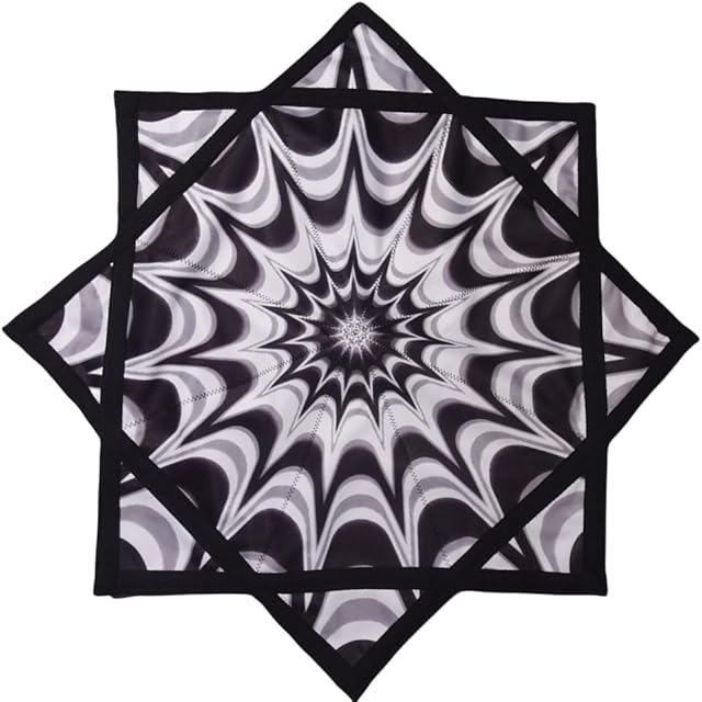 Flowstar Beginners Flow Star Spinning Cloth Easy to Rotate Sided Print Fingertip Rotating Flow Toy Dapo Star Black (R04-style6)