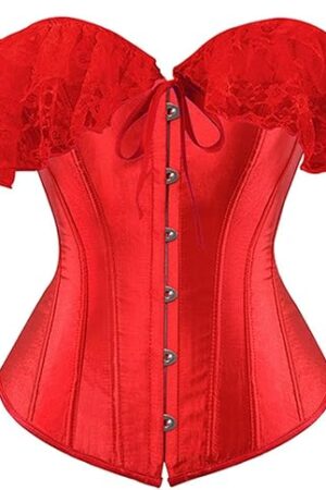 Goth Corset For Women Sexy Lingerie Costume Bustier Corsets Lace Up Ruched Sleeves Renaissance Plus Size Push Up Bodysuit