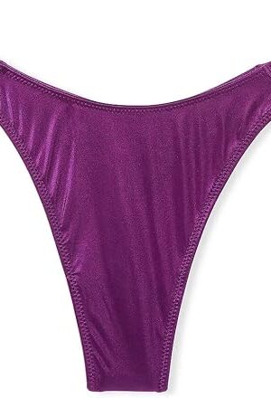 Double Shine Strap Smooth Thong Panty Color Purple Size Medium New