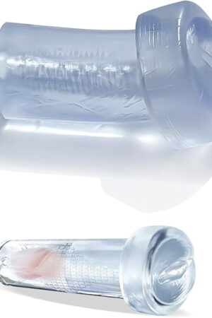 Extended Men's Penis Pump Sleeve Dildo Sleeve Realistic Vaginal Sleeve Male Enhancement Replacement Sealing Cap Extended Pump Cover Thickened Pocket Pocket Cat (Clear)