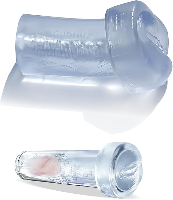 Extended Men's Penis Pump Sleeve Dildo Sleeve Realistic Vaginal Sleeve Male Enhancement Replacement Sealing Cap Extended Pump Cover Thickened Pocket Pocket Cat (Clear)