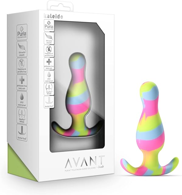 Blush Avant Kaleido 3.5" Silicone Anal Plug - Tapered Head StayPut Design, AnchorTech Base - Ultrasilk Smooth, Body-Safe, Entry-Level Butt Plug Adult Sex Toy for Women, Men & Couple - (Multicolored)