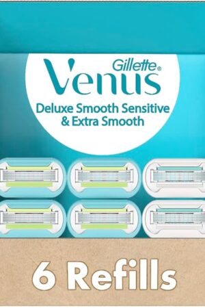 Gillette Venus Womens Razor Blade Refills, Venus Extra Smooth 4 Count and Venus Deluxe Smooth Sensitive 2 Count, 6 Total Refills