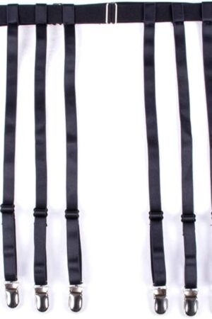 Women Black Simplicity Sexy Suspender Garter Belt for Thigh High Stockings, Metal Clips