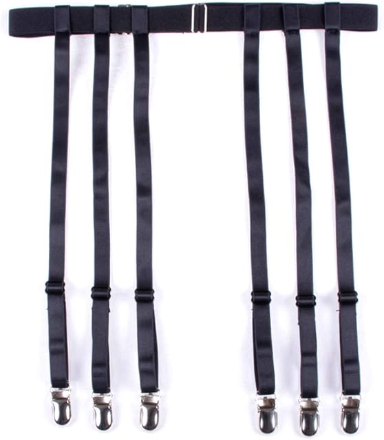 Women Black Simplicity Sexy Suspender Garter Belt for Thigh High Stockings, Metal Clips
