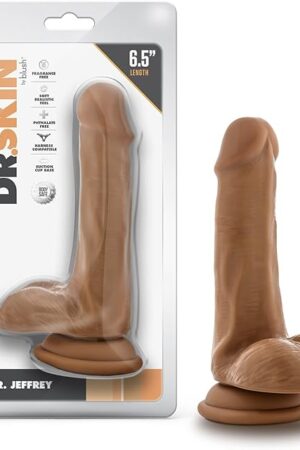 Blush Novelties Dr Skin Realistic 65 Inch Long 125 Inch Thick Dildo with Suction Cup Base & Balls Realistic Dildo Soft Real Feel Female Sex Toy Dildo for Beginners Women Men Couples Adult Sex Toy