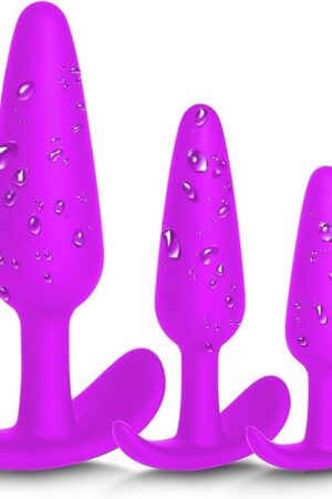 Aimery 3Pcs Silicone Anal Plug Beads Kit Trainer Set Beginners to Advanced Player for Comfortable Long-Term Wear Training Set Silicone Butt Plug for Men Women Couples Relaxing (Purple) FBA