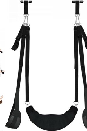 BDSM Sex Swing Bondage Thigh Restraints, 2 in 1 Door Sex Swings & Thigh Sling with Adjustable Straps, Hanging Door Sex Slings Soft Plush Sex Furniture Kinky Adult Sex Toys for Men Women Couples