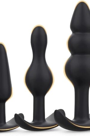 Butt Plug, Pack of 3 Silicone Anal Beads Plugs Kit Trainer Set from Beginners to Advanced Player for Comfortable Long-Term Wear, Sex Toys for Couples
