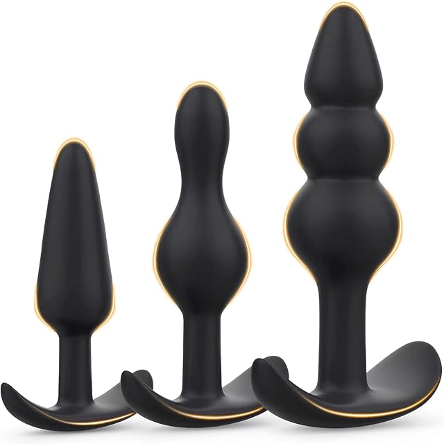 Butt Plug, Pack of 3 Silicone Anal Beads Plugs Kit Trainer Set from Beginners to Advanced Player for Comfortable Long-Term Wear, Sex Toys for Couples