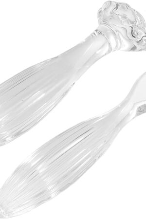 Crystal Glass Dildo Anal Plug,2Pcs Big Butt Plug Anus Training Kit Rose Round Base G-Spot Stimulator Sex Glass Anal Masturbation Plug Prostate Massage Adult Sex Toys for Men Women Gay and Couples
