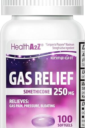 HealthA2Z? Gas Relief Simethicone 250mg | Fast Gas Relief | Relieve Symptoms Naturally (100 Softgels (Pack of 1))