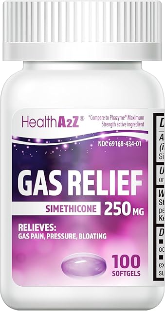 HealthA2Z? Gas Relief Simethicone 250mg | Fast Gas Relief | Relieve Symptoms Naturally (100 Softgels (Pack of 1))