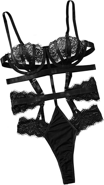 Women One Piece Lingerie Sexy Lace Harness Lingerie Bodysuit Crotch Babydoll Teddy Underwear