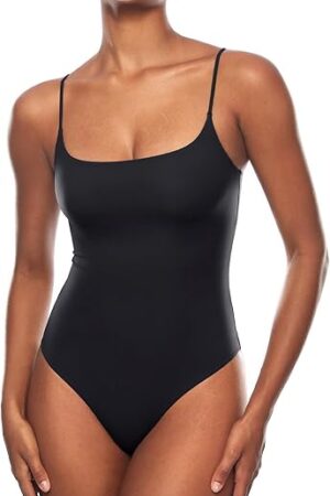 Women's Inbarely Sexy Square Neck Bodysuit Camisole Backless Sleeveless Spaghetti Strap Tank Tops Bodysuits