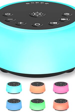 Color Noise Sound Machines with 10 Colors Night Light 25 Soothing Sounds and Sleep White Noise Machine 32 Volume Levels 5 Timers Adjustable Brightness Memory Function for Adults Kids Baby